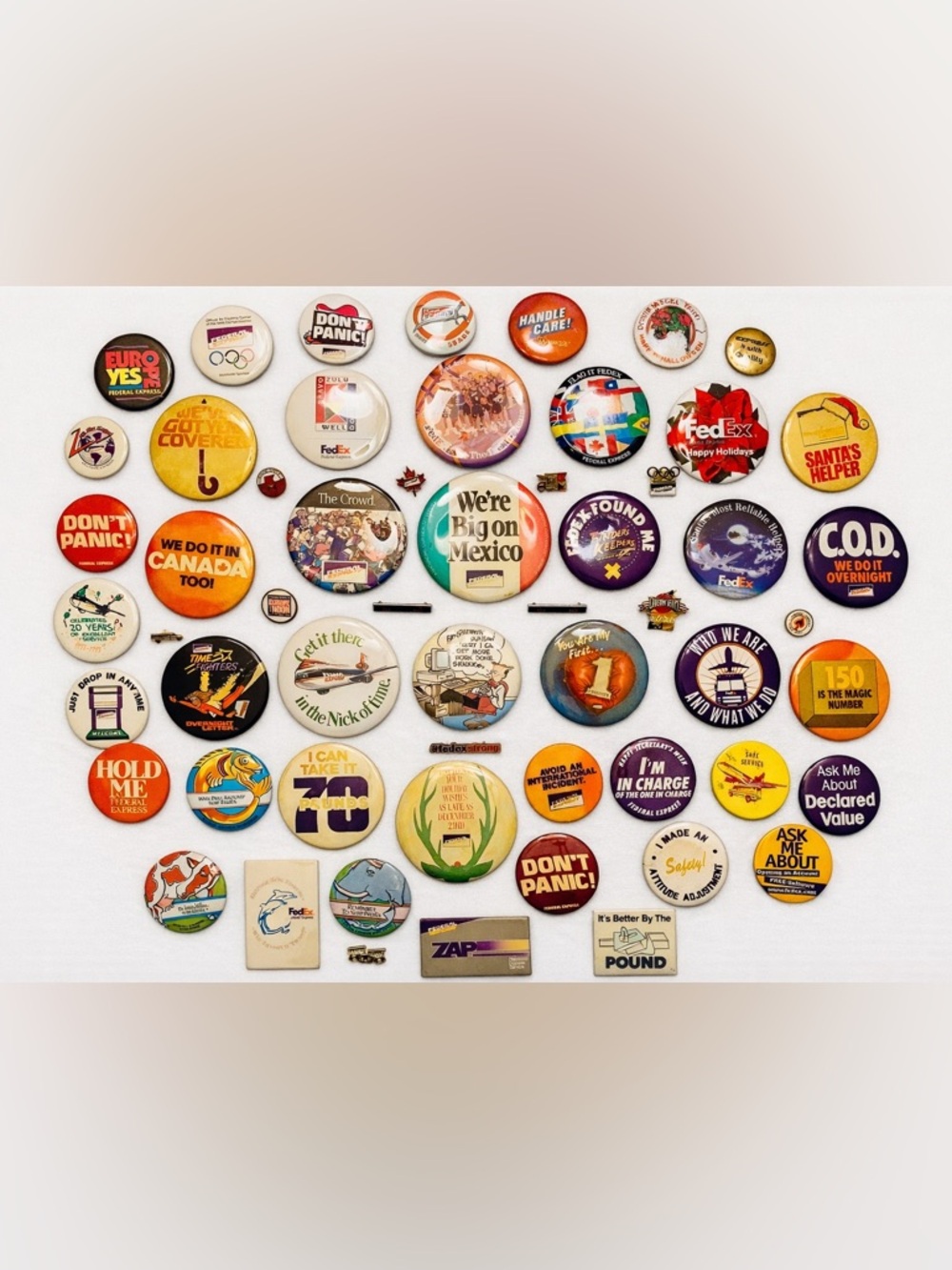 FedEx Rare Vintage (1980-1990s) Lot of Federal Express Pinback Buttons & Pins